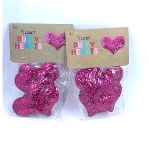 8 Target Puffy Pink Glitter Valentine's Day Scatter Craft Hearts